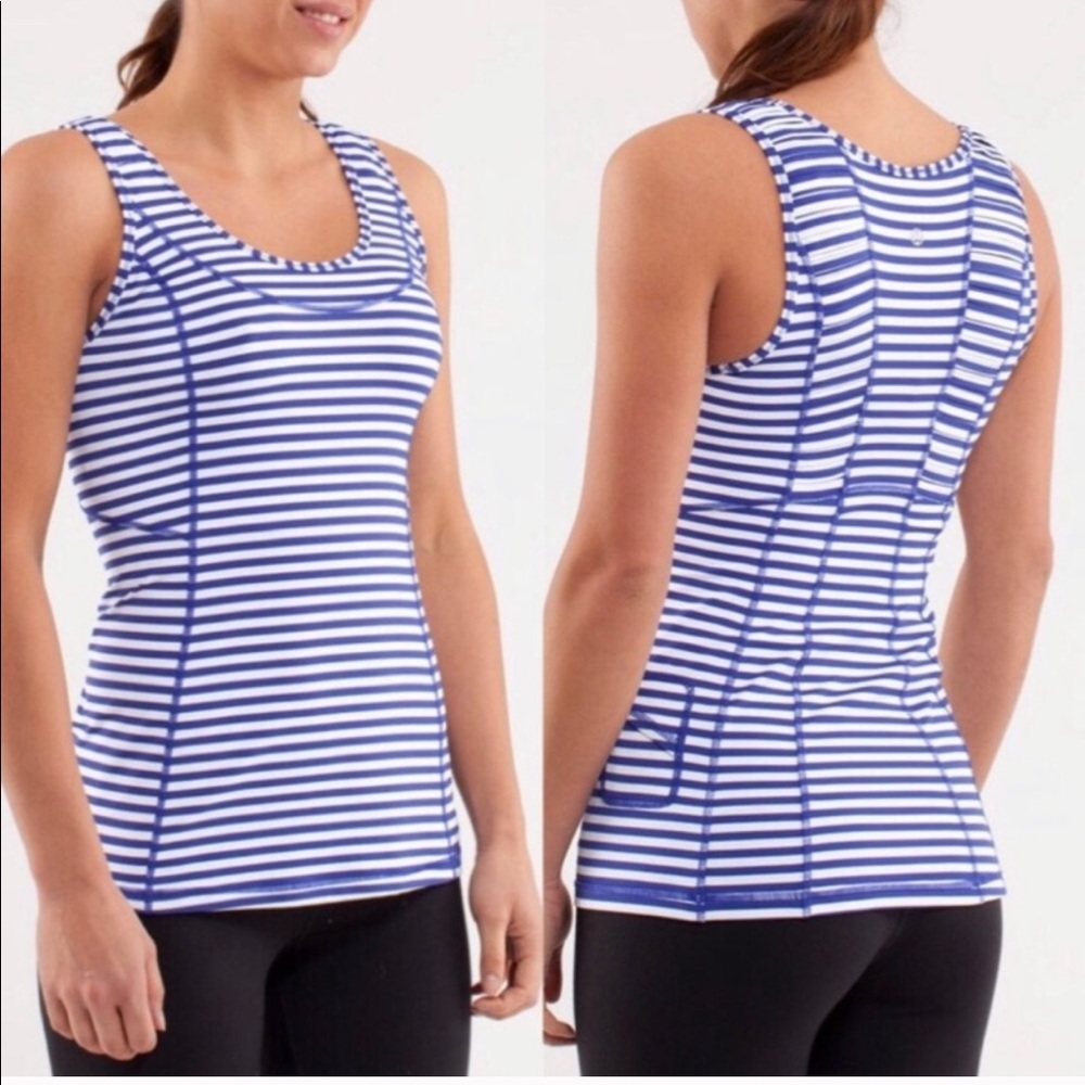 Like new; Lululemon blue and white tank top